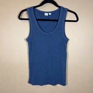 Gap Blue Ribbed Tank Top Scoop Neck Sleeveless Layering Essential S